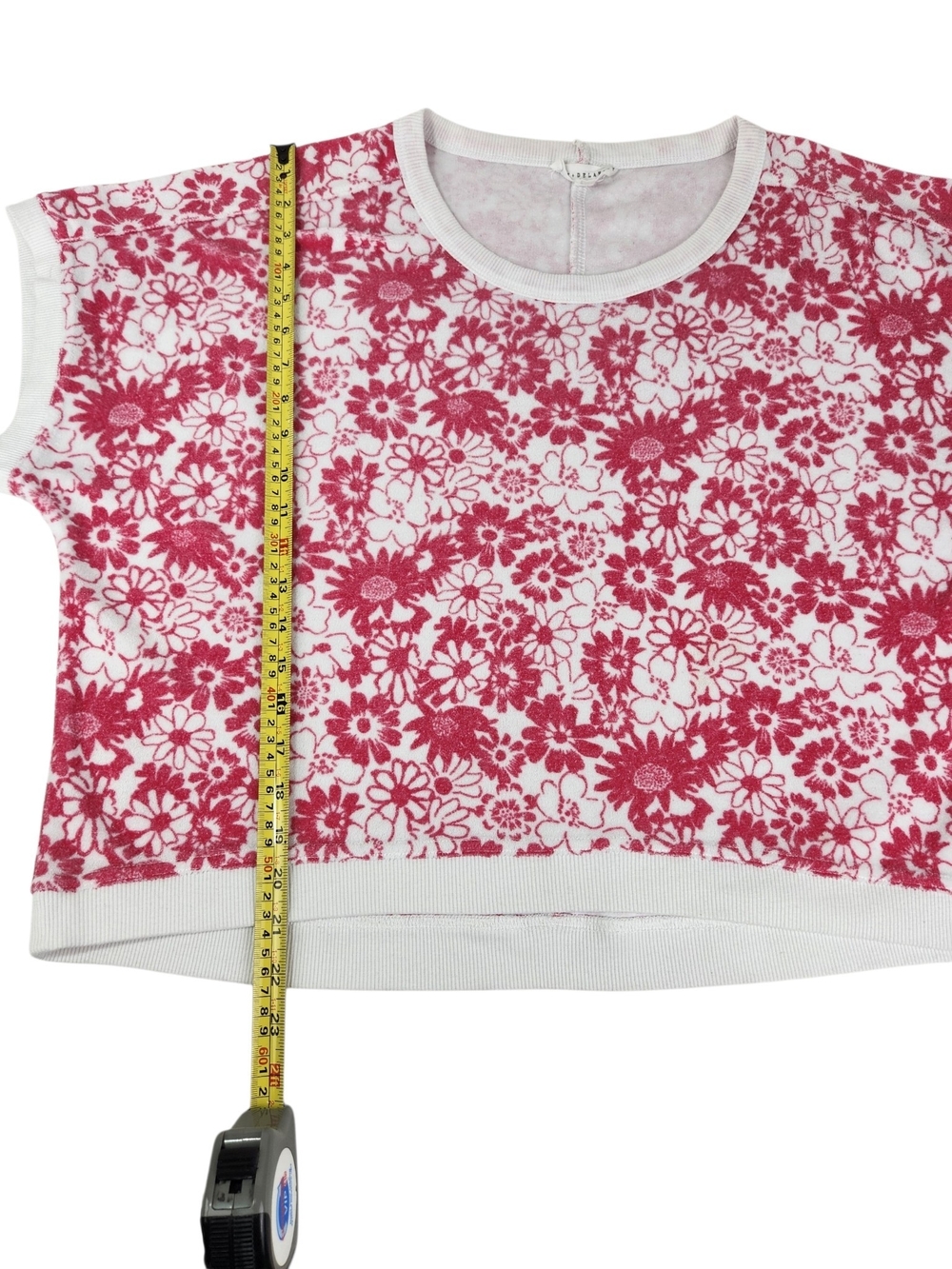 Jane + Delancey Women’s L Floral Sweatshirt Top Pink White Short Sleeve Dolman L - Picture 12 of 12